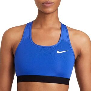 Nike Pro Dri Fit Swoosh Sports Bra Medium Support Athletic Bra Blue Size Small